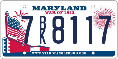 MD license plate 7BK8117