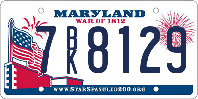 MD license plate 7BK8129