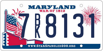 MD license plate 7BK8131