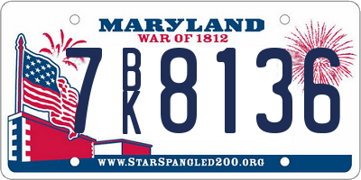 MD license plate 7BK8136