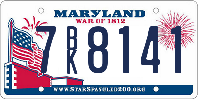 MD license plate 7BK8141