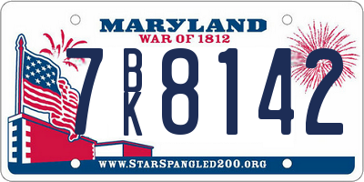 MD license plate 7BK8142