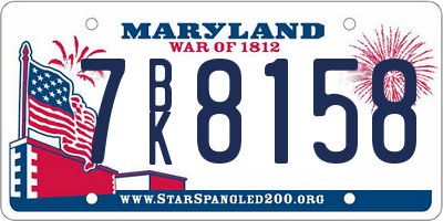MD license plate 7BK8158