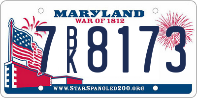 MD license plate 7BK8173