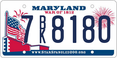 MD license plate 7BK8180