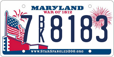 MD license plate 7BK8183