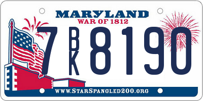 MD license plate 7BK8190