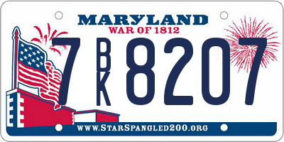 MD license plate 7BK8207