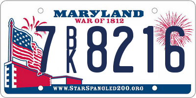 MD license plate 7BK8216