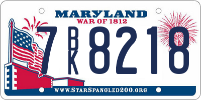 MD license plate 7BK8218