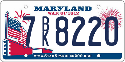MD license plate 7BK8220