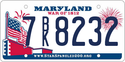 MD license plate 7BK8232