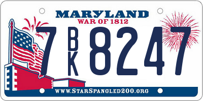 MD license plate 7BK8247