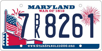 MD license plate 7BK8261