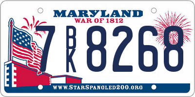 MD license plate 7BK8268