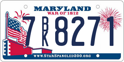 MD license plate 7BK8271
