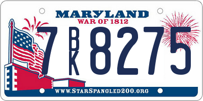 MD license plate 7BK8275