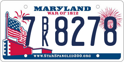 MD license plate 7BK8278