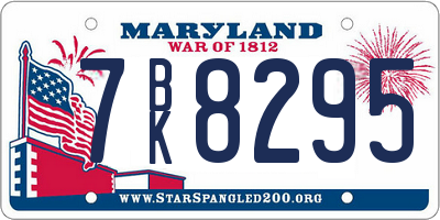 MD license plate 7BK8295
