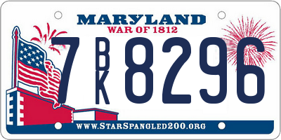 MD license plate 7BK8296