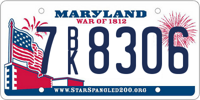 MD license plate 7BK8306