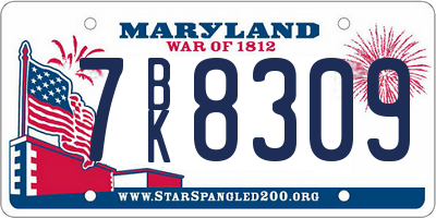MD license plate 7BK8309