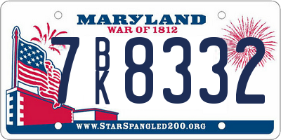 MD license plate 7BK8332