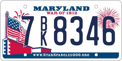MD license plate 7BK8346