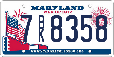 MD license plate 7BK8358