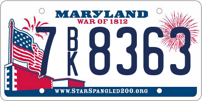 MD license plate 7BK8363