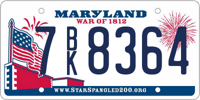 MD license plate 7BK8364