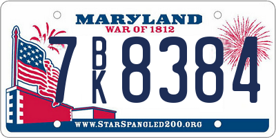 MD license plate 7BK8384