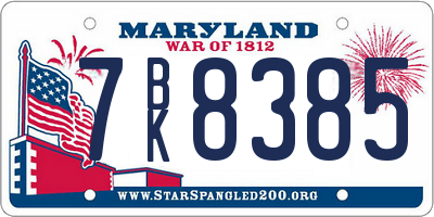 MD license plate 7BK8385