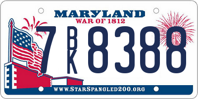 MD license plate 7BK8388