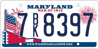MD license plate 7BK8397
