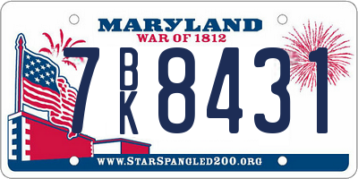 MD license plate 7BK8431
