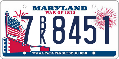 MD license plate 7BK8451