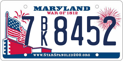 MD license plate 7BK8452