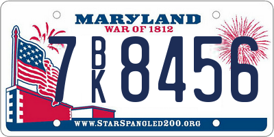 MD license plate 7BK8456