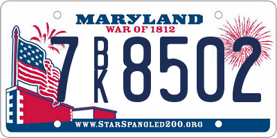 MD license plate 7BK8502