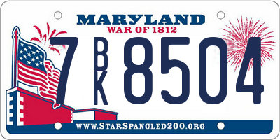 MD license plate 7BK8504