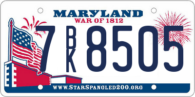 MD license plate 7BK8505