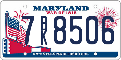 MD license plate 7BK8506