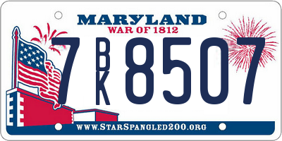 MD license plate 7BK8507