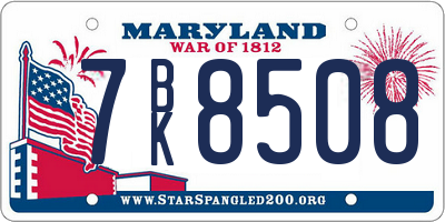 MD license plate 7BK8508