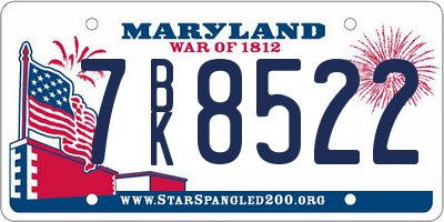 MD license plate 7BK8522