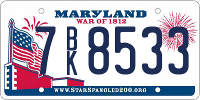 MD license plate 7BK8533