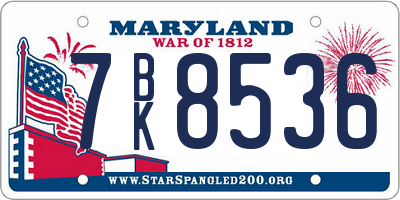 MD license plate 7BK8536