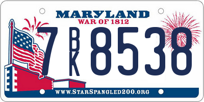 MD license plate 7BK8538