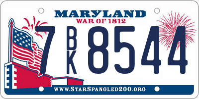 MD license plate 7BK8544